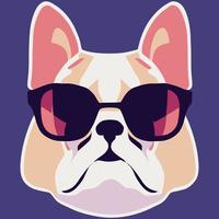 Illustrationsvektorgrafik der fetten französischen Bulldogge mit Sonnenbrille isoliert gut für Logo, Symbol, Maskottchen, Druck oder passen Sie Ihr Design an vektor