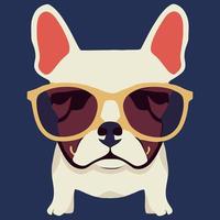 Illustrationsvektorgrafik des coolen Kopfes der französischen Bulldogge mit Sonnenbrille isoliert gut für Logo, Symbol, Maskottchen, Druck oder passen Sie Ihr Design an vektor