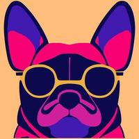 Illustrationsvektorgrafik der bunten französischen Bulldogge mit Sonnenbrille isoliert gut für Logo, Symbol, Maskottchen, Druck oder passen Sie Ihr Design an vektor