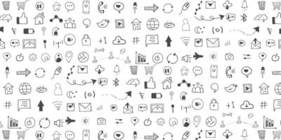 Social Media Symbol Vektor handgezeichnetes Muster