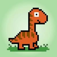 8 bitars dinosauriepixlar. djur i vektorillustrationer för korsstygnsmönster. vektor