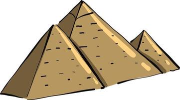 drei Pyramiden, Illustration, Vektor auf weißem Hintergrund.