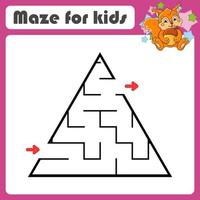 abstrakt labyrint. spel för ungar. pussel för barn. tecknad serie stil. labyrint gåta. hitta de rätt väg. söt karaktär. vektor illustration.