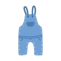 bebis denim overall ClipArt. enkel söt bebis litet barn blå jean övergripande platt vektor illustration. bebis denim overall eller dungaree tecknad serie hand dragen klotter stil. ungar, bebis dusch, barnkammare dekoration