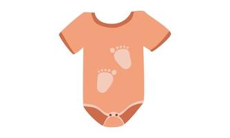 orange Baby-Strampler-Clipart. einfacher niedlicher babybody mit flacher vektorillustration des fußabdruckdesigns. Baby-Bodysuit, Körperkinder, Baby-Shirt, Strampler, Kleidung für Neugeborene Cartoon-Zeichnung vektor