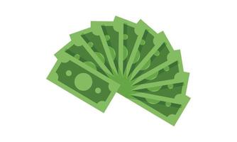 Geldbanknoten-Fan-Clipart. Währungsgeld Fan-Vektor-Design-Illustration. grüne banknote dollar papierrechnungen haufen kapital flach symbol cartoon stil. banknote, investition, finanzkonzept vektor