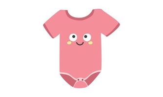röd bebis onesie ClipArt. enkel söt bebis onesie med söt ansikte design platt vektor illustration. bebis kroppsdräkt, kropp barn, bebis skjorta, tröja, kläder för nyfödda tecknad serie teckning