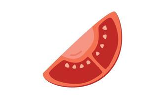 eine Scheibe Tomaten-Clipart. einfache gehackte tomate mit roher flacher vektorillustration. minimalistische frische tomatenscheiben-cartoon-stil-ikone. obst, gemüse und baby führte das entwöhnungskonzept für nahrhafte lebensmittel vektor