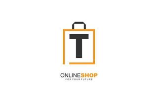 t logo Onlineshop für Branding Company. Taschenschablonen-Vektorillustration für Ihre Marke. vektor