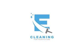 E-Logo-Reinigungsdienste für Markenunternehmen. Hausarbeitsvorlagen-Vektorillustration für Ihre Marke. vektor