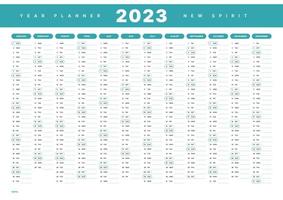 Jahresplaner 2023 - Wandplaner-Vektordesign zum Drucken bereit vektor