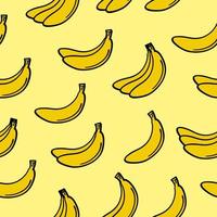 hand gezeichnetes nahtloses muster der banane vektor