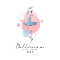 Ballerina-Tanz im Ballett-Bewegungsschönheits-Tanzstil-Logoschablonen-Designvektor für Marke oder Firma und andere vektor