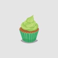 grüner tee cupcake im flachen stil vektor