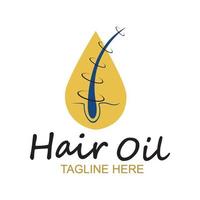 Haaröl ätherisches Logo mit Tropfenöl und Haarlogosymbol-Vektorv vektor
