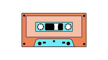 alte Retro-Vintage-Musik-Audiokassette für Tonbandgerät mit Magnetband aus den 70er, 80er, 90er Jahren. schöne orangefarbene Ikone. Vektor-Illustration vektor