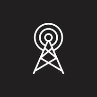 eps10 vit vektor sändare antenn eller utsända ikon isolerat på svart bakgrund. wiFi torn översikt symbol i en enkel platt trendig modern stil för din hemsida design, logotyp, och mobil app