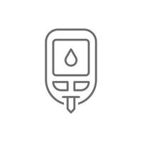 eps10 grauer Vektor Blutzuckerüberwachungssystem Liniensymbol isoliert auf weißem Hintergrund. Glucometer-Umrisssymbol in einem einfachen, flachen, trendigen, modernen Stil für Ihr Website-Design, Logo und Ihre mobile App