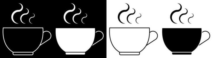Kaffeebecher-Symbol mit heißem Kaffee und Dampf. Morgentee für gute Laune. Vektor