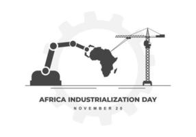 afrika industrialisierungstag hintergrund mit fabrik und afrikakarte vektor