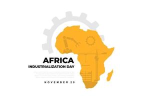 afrika industrialisierungstag hintergrund mit afrikakarte vektor