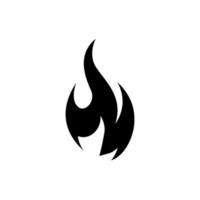 Feuerflammensymbol, schwarzes Symbol isoliert auf weißem Hintergrund vektor