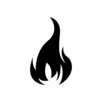 Feuerflammensymbol, schwarzes Symbol isoliert auf weißem Hintergrund vektor