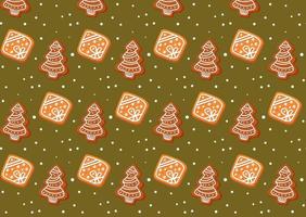 Weihnachtsmuster mit Lebkuchen isoliert auf weißem Hintergrund. Weihnachtsbaum. lebensmittelillustration für design, druck, stoff oder hintergrund vektor