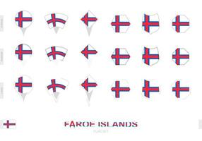 Sammlung der Flagge der Färöer-Inseln in verschiedenen Formen und mit drei verschiedenen Effekten. vektor