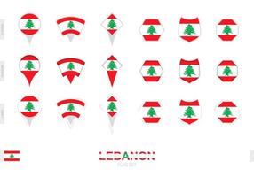 Sammlung der Libanon-Flagge in verschiedenen Formen und mit drei verschiedenen Effekten. vektor