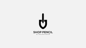 Shop-Bleistift-Vektor-Logo-Design-Vorlage. vektor