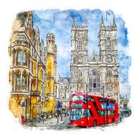 london großbritannien aquarell skizze handgezeichnete illustration vektor