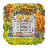 ahrensburg schloss deutschland aquarell skizze handgezeichnete illustration vektor