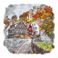 frankische schweiz deutschland aquarellskizze handgezeichnete illustration vektor