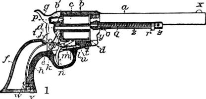 Revolver, Vintage-Illustration. vektor