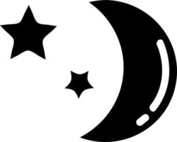 junger schwarzer Mond mit zwei Sternen, Illustration, Vektor auf weißem Hintergrund.