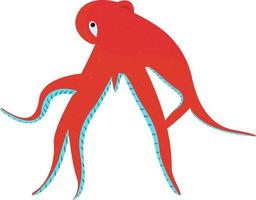 roter Oktopus, Illustration, Vektor auf weißem Hintergrund