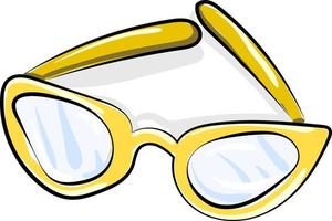 gelbe Brille, Illustration, Vektor auf weißem Hintergrund.