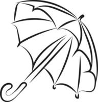 teckning av paraply, illustration, vektor på vit bakgrund.