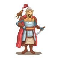 genghis khan mongoliska ledare figur karaktär illustration vektor