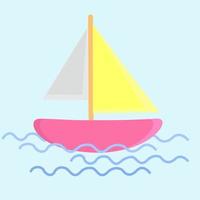 båt på vatten, illustration, vektor på vit bakgrund.