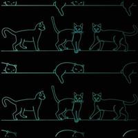 översikt katt silhuett sömlös mönster kattunge vektor