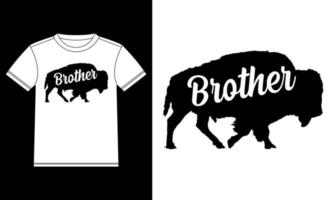 amerikan bison bror silhuett t-shirt vektor