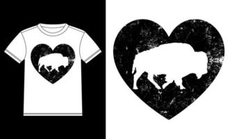 amerikan buffel i hjärta årgång t-shirt vektor