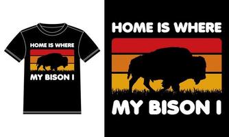 Home is where my bison i Vintage T-Shirt vektor