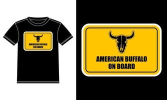 amerikan buffel på styrelse klistermärke t-shirt design vektor