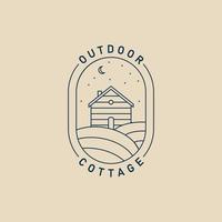 Cottage Line Art Logo minimalistisch mit Emblem-Vektor-Illustration-Design vektor