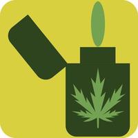 Cannabisfeuerzeug, Illustration, Vektor auf weißem Hintergrund.