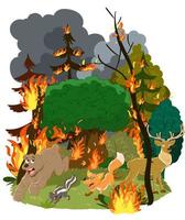 bäume im wald auf feuerillustration vektor