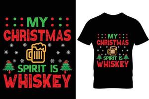 Weihnachts-T-Shirt-Design-Vektor mein Weihnachtsgeist ist Whiskey vektor